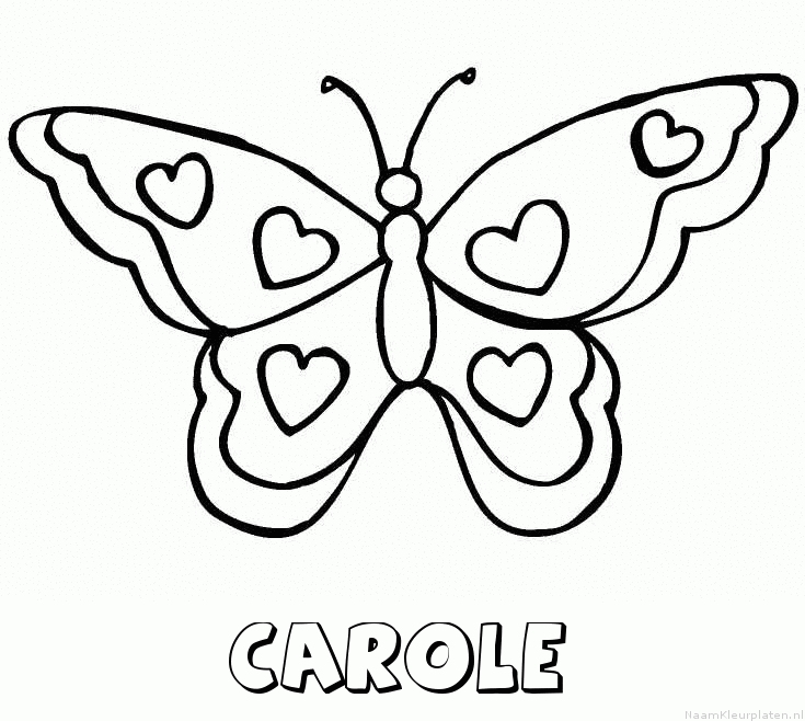 Carole vlinder hartjes kleurplaat