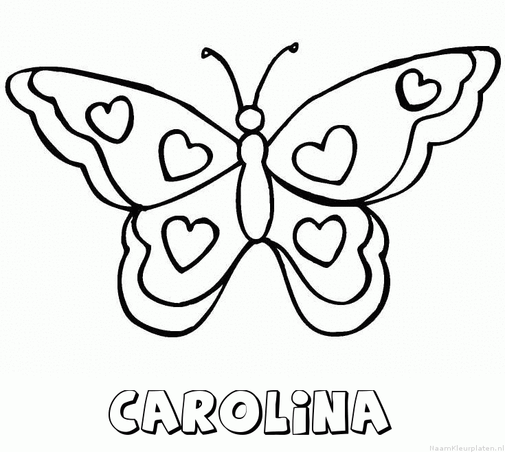 Carolina vlinder hartjes kleurplaat