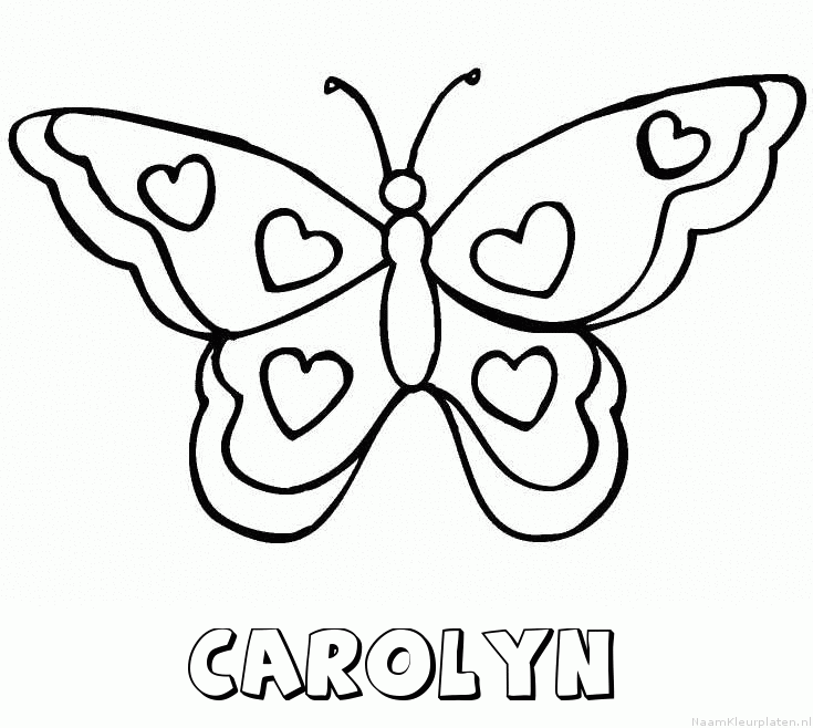 Carolyn vlinder hartjes kleurplaat