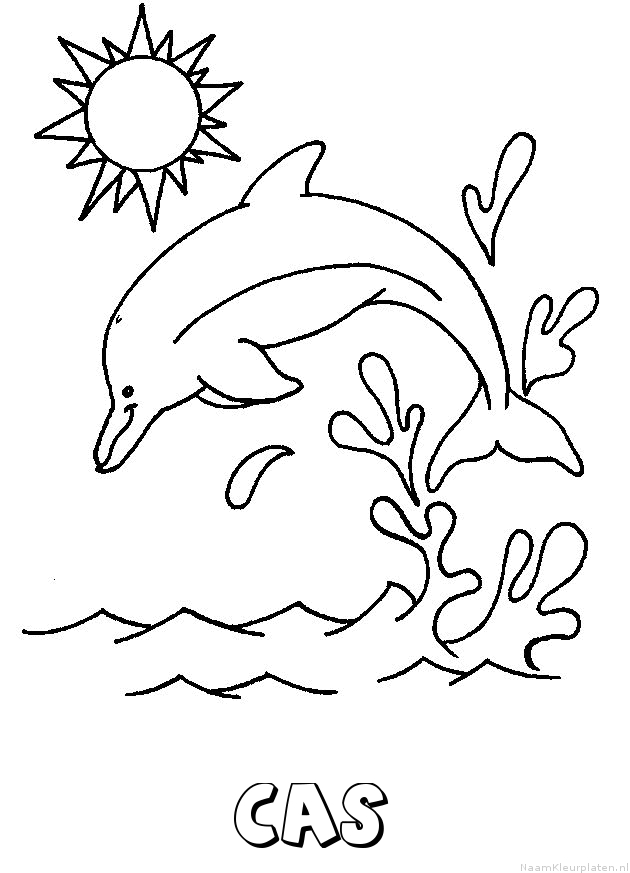 Cas dolfijn kleurplaat