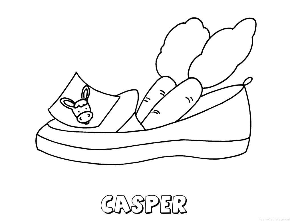 Casper schoen zetten kleurplaat