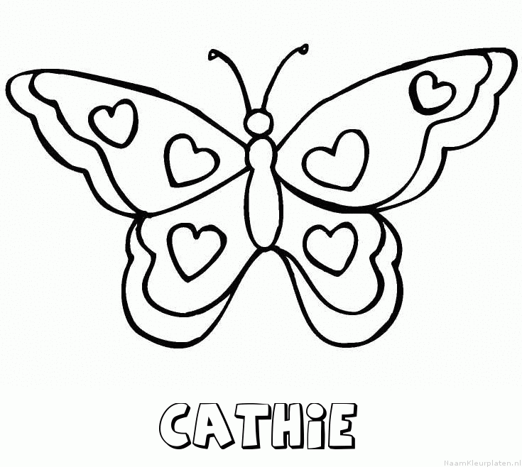 Cathie vlinder hartjes kleurplaat
