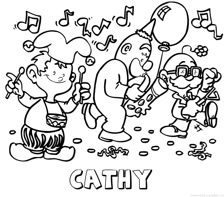 Cathy carnaval kleurplaat