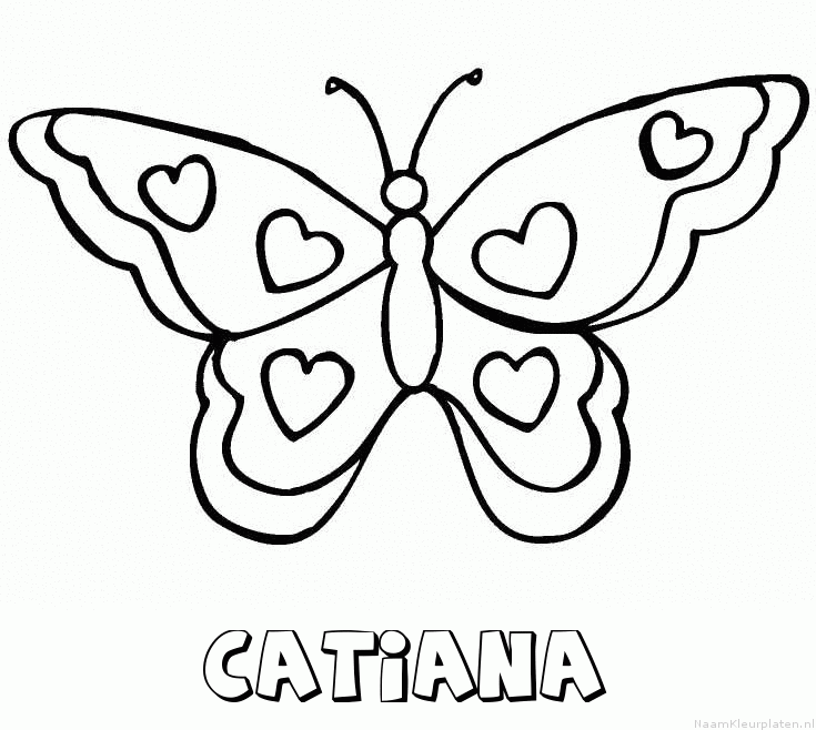Catiana vlinder hartjes kleurplaat
