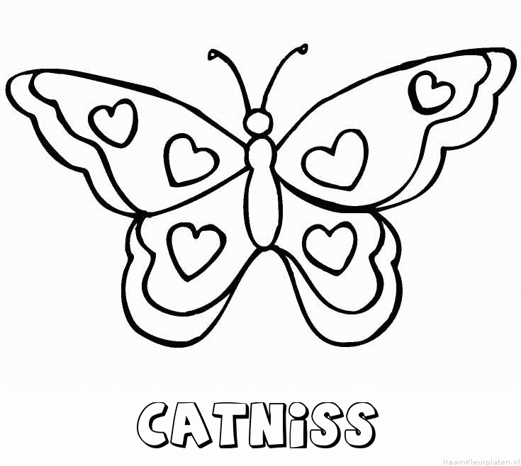 Catniss vlinder hartjes kleurplaat