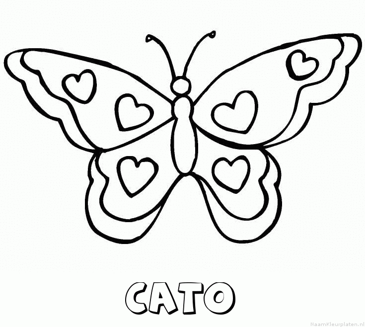 Cato vlinder hartjes kleurplaat