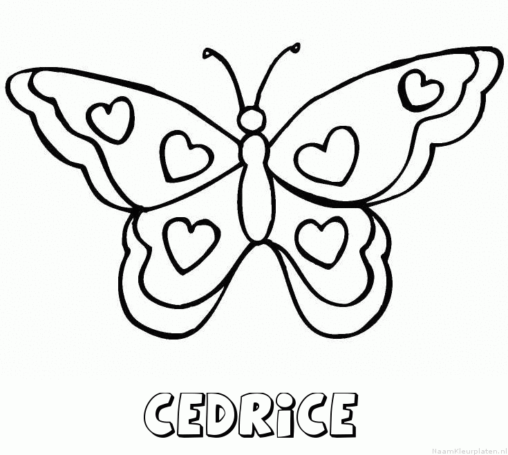 Cedrice vlinder hartjes kleurplaat