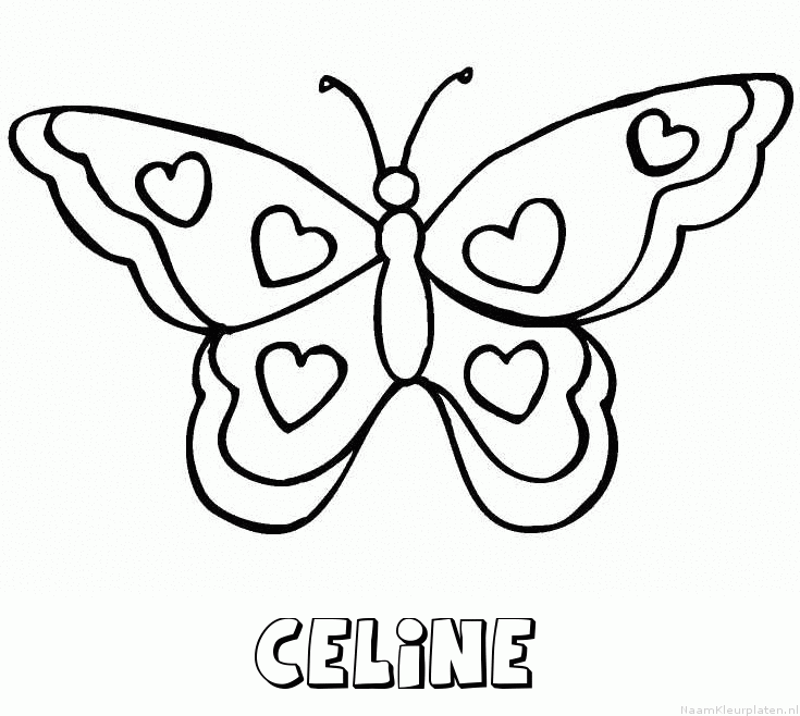 Celine vlinder hartjes kleurplaat