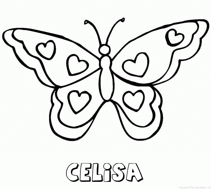 Celisa vlinder hartjes kleurplaat