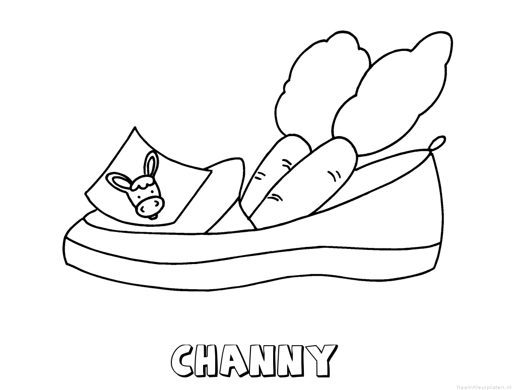 Channy schoen zetten kleurplaat