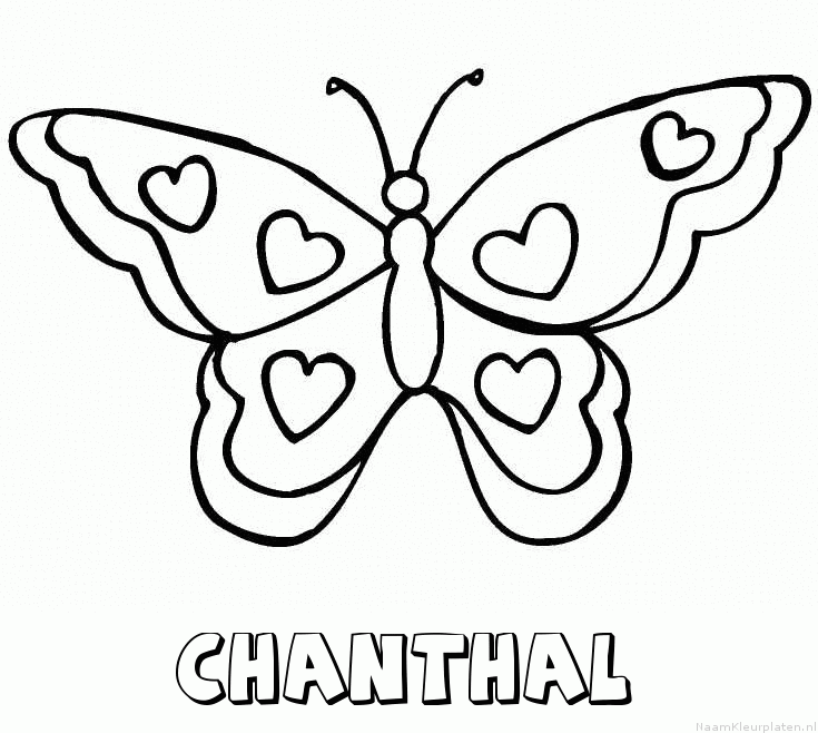 Chanthal vlinder hartjes kleurplaat