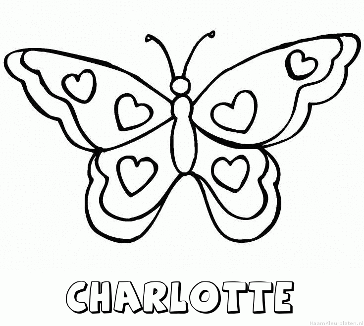 Charlotte vlinder hartjes kleurplaat