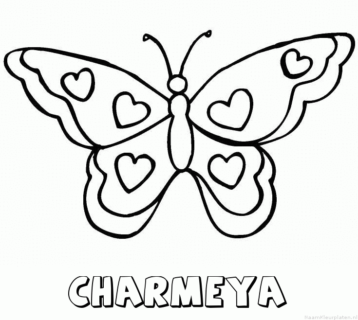 Charmeya vlinder hartjes kleurplaat