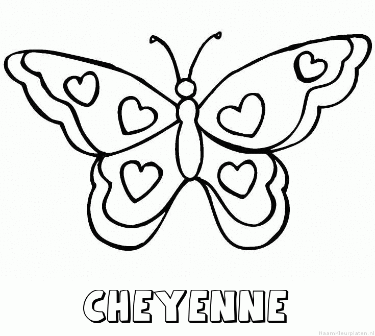 Cheyenne vlinder hartjes kleurplaat