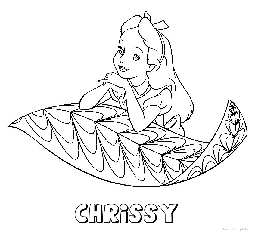 Chrissy alice in wonderland kleurplaat