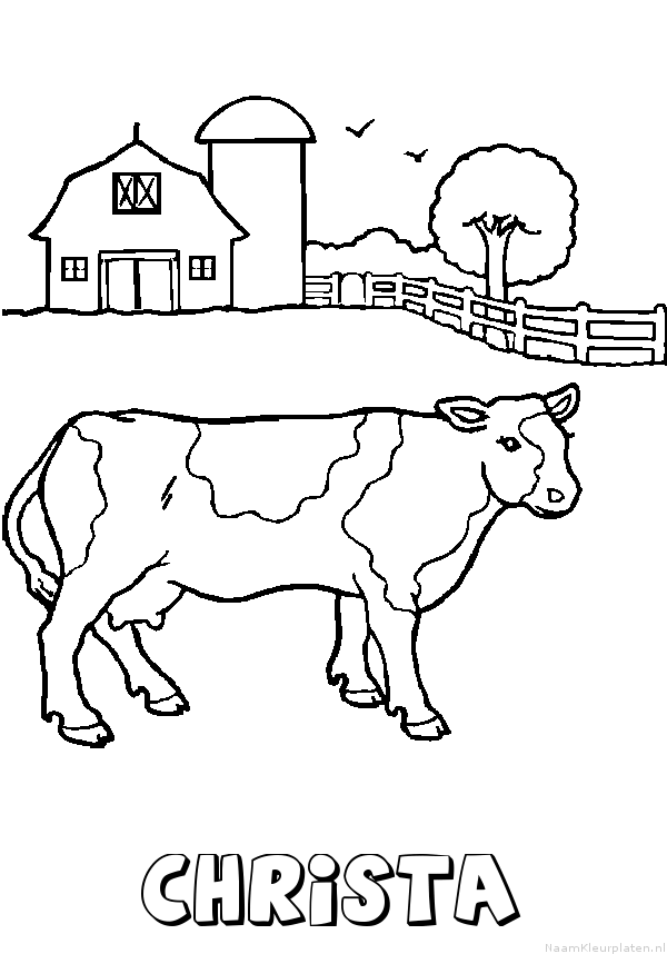 Christa koe kleurplaat