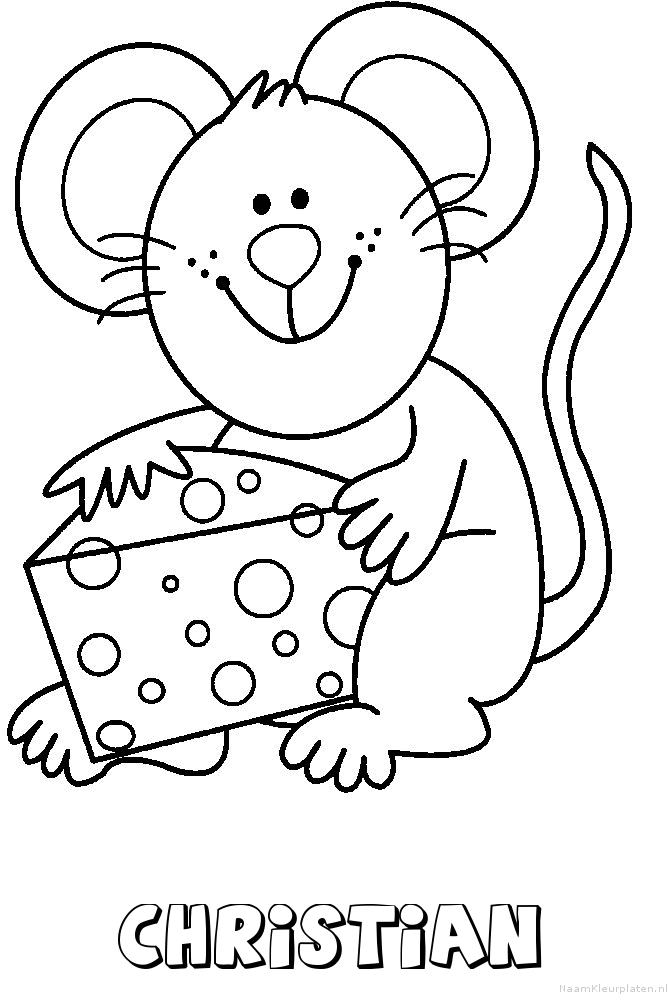 Christian muis kaas kleurplaat