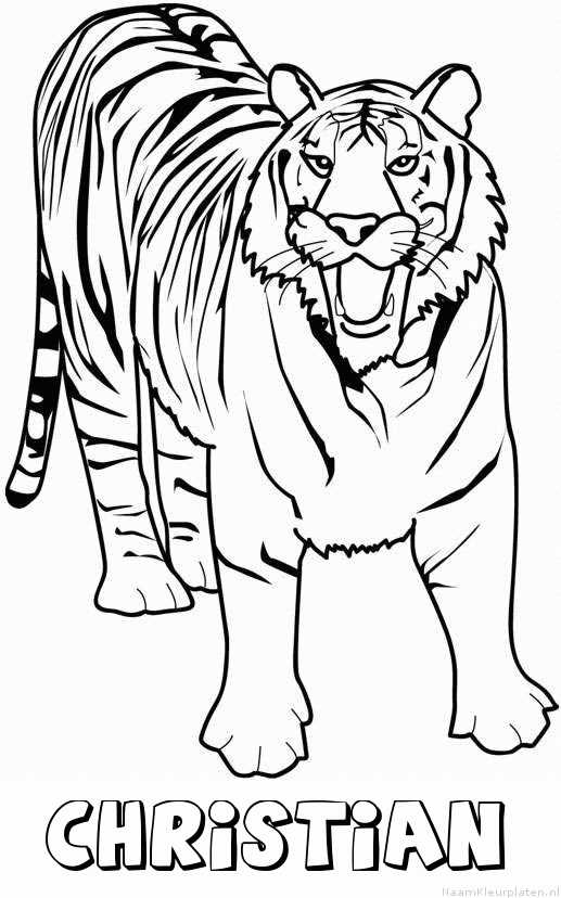 Christian tijger 2 kleurplaat