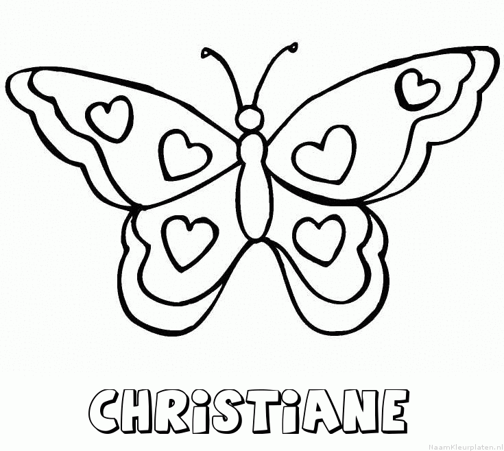 Christiane vlinder hartjes kleurplaat