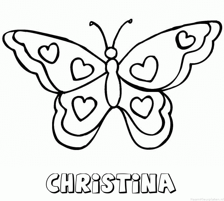 Christina vlinder hartjes kleurplaat