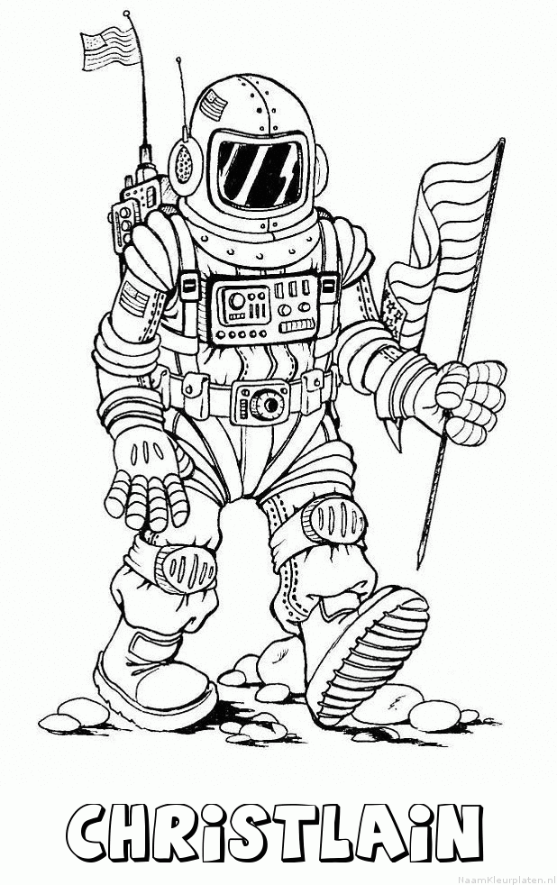 Christlain astronaut kleurplaat