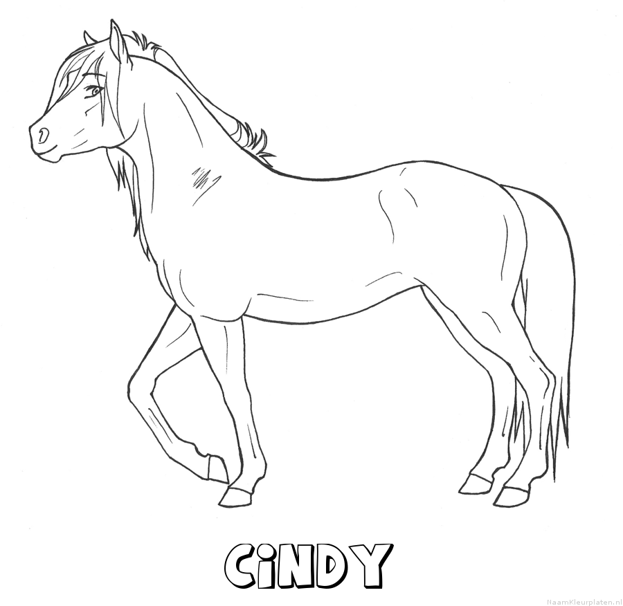 Cindy paard kleurplaat