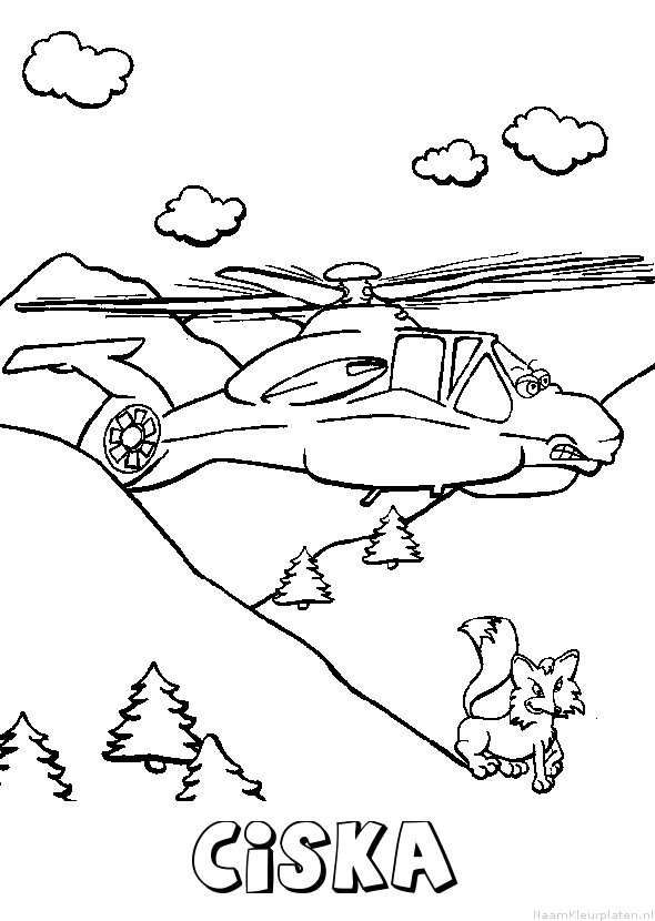Ciska helikopter kleurplaat