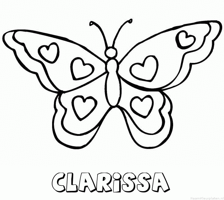 Clarissa vlinder hartjes kleurplaat