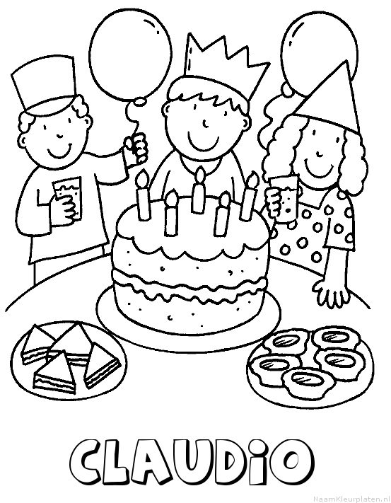 Claudio verjaardagstaart kleurplaat