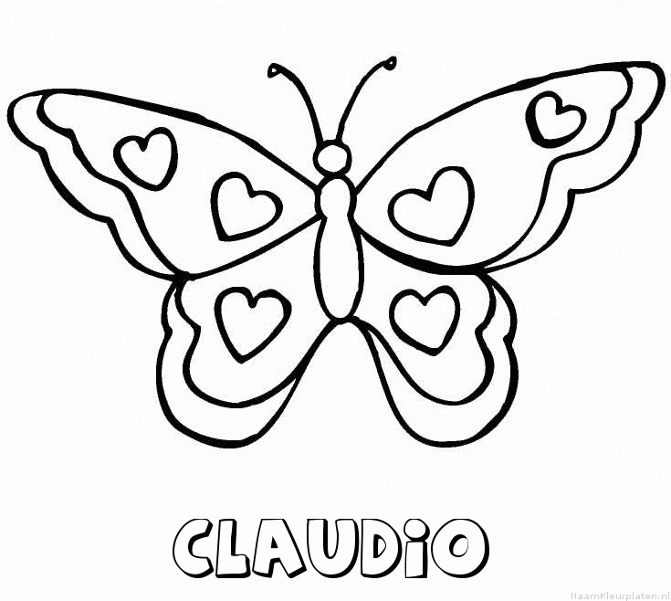 Claudio vlinder hartjes kleurplaat