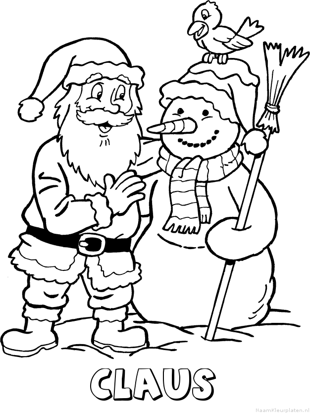 Claus kerstman sneeuwpop kleurplaat