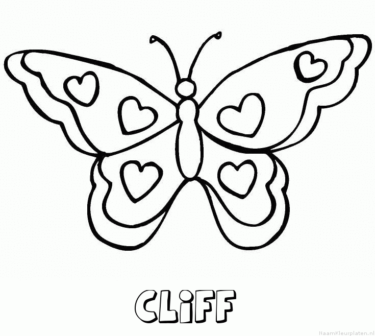 Cliff vlinder hartjes kleurplaat