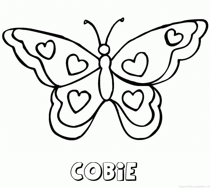 Cobie vlinder hartjes kleurplaat