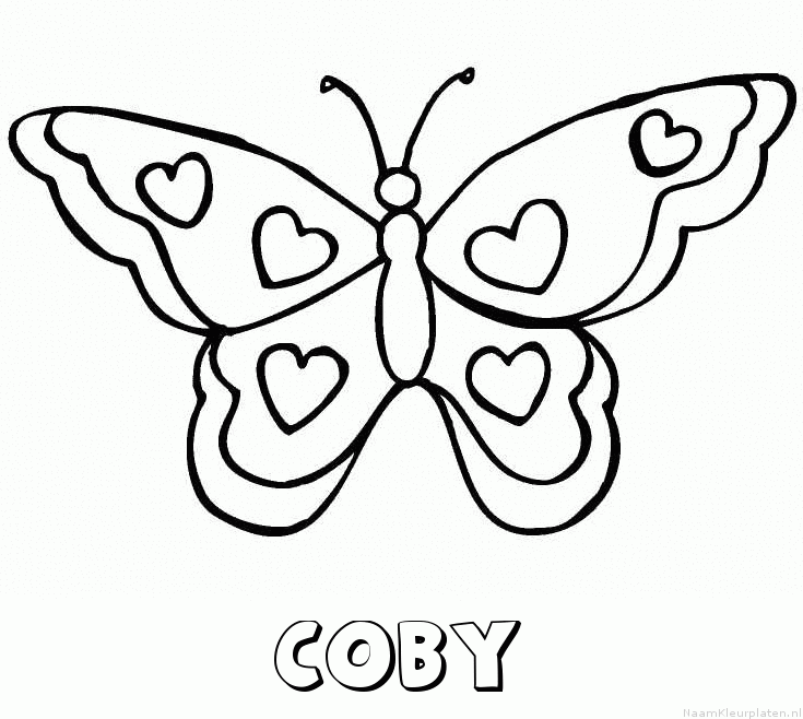 Coby vlinder hartjes kleurplaat
