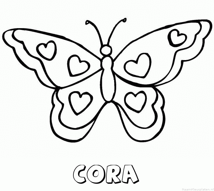 Cora vlinder hartjes kleurplaat
