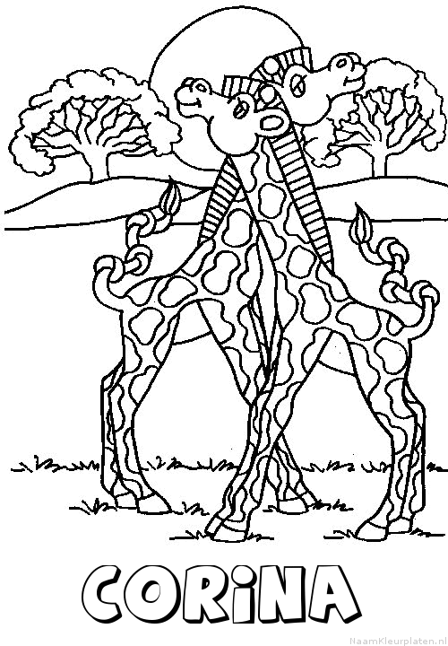 Corina giraffe koppel kleurplaat