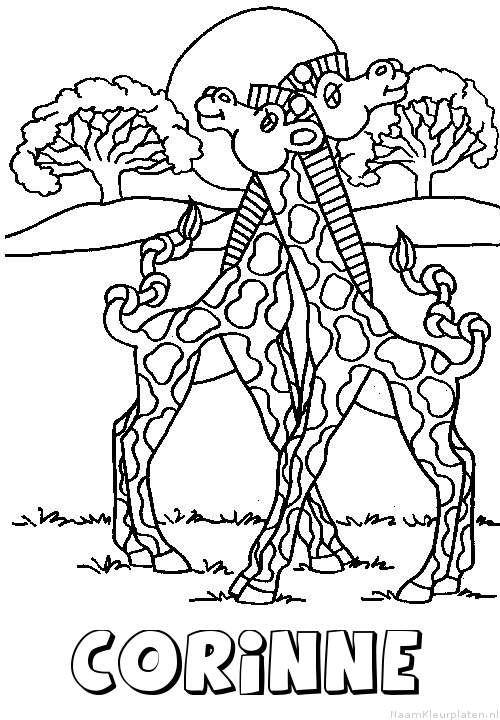 Corinne giraffe koppel kleurplaat