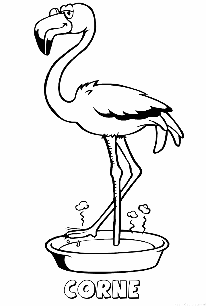 Corne flamingo kleurplaat