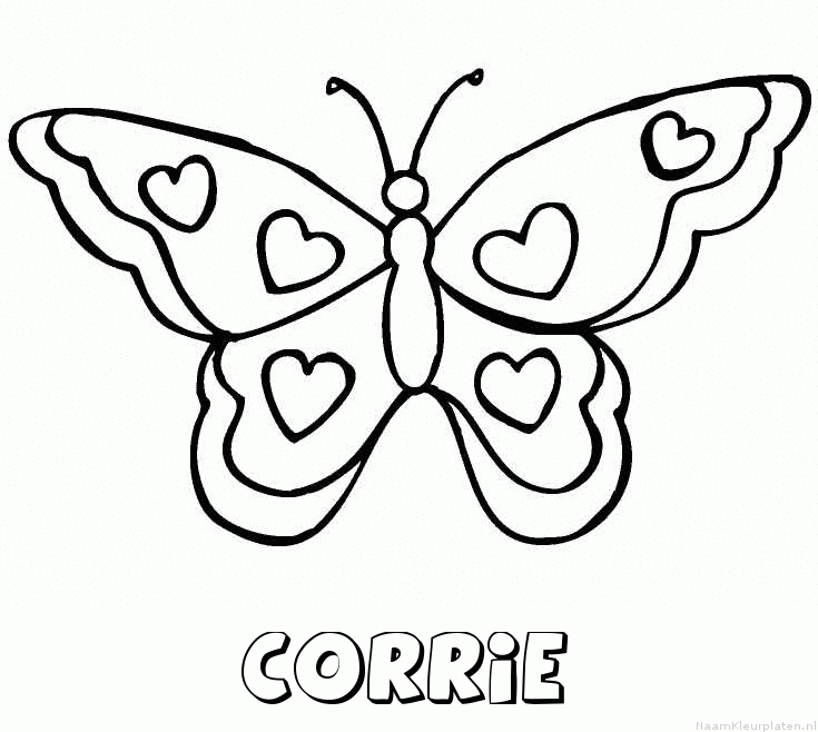 Corrie vlinder hartjes kleurplaat