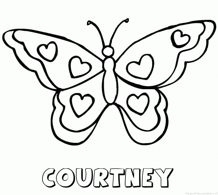Courtney vlinder hartjes kleurplaat