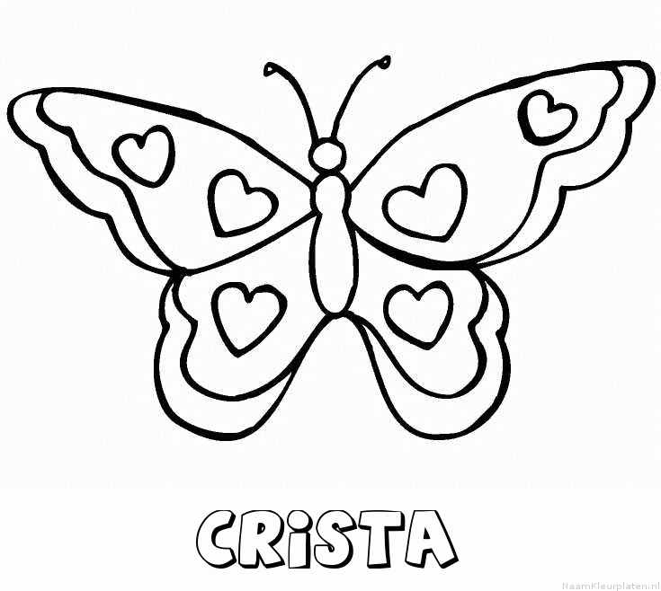 Crista vlinder hartjes kleurplaat