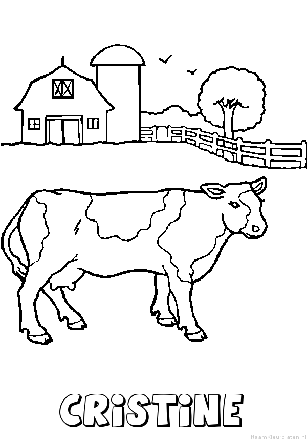 Cristine koe kleurplaat