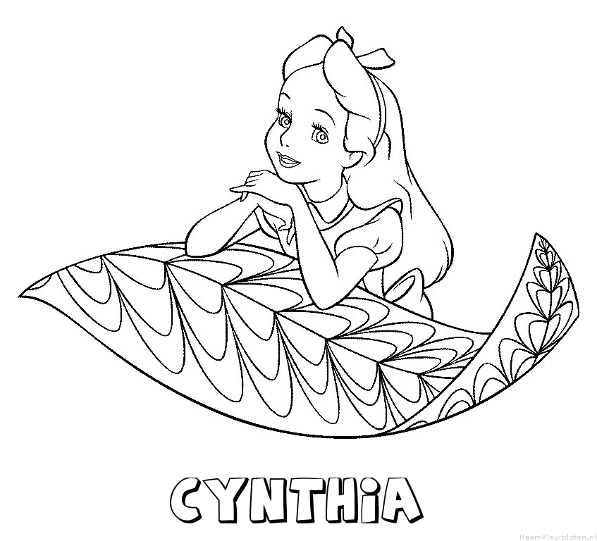 Cynthia alice in wonderland kleurplaat