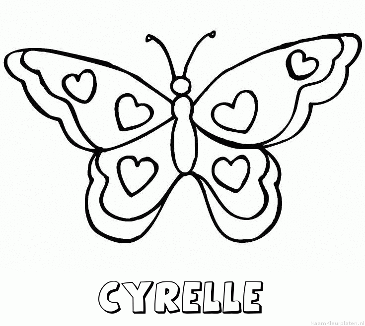 Cyrelle vlinder hartjes kleurplaat