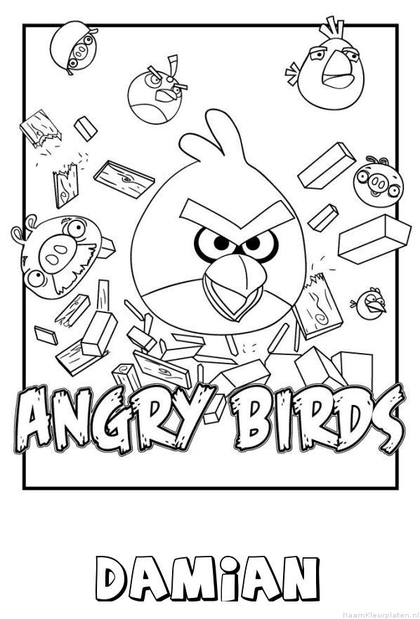 Damian angry birds kleurplaat