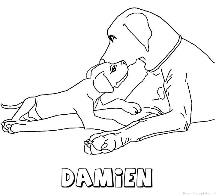 Damien hond puppy kleurplaat