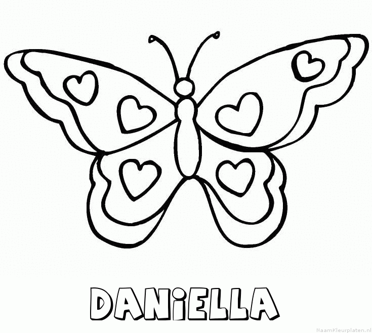 Daniella vlinder hartjes kleurplaat