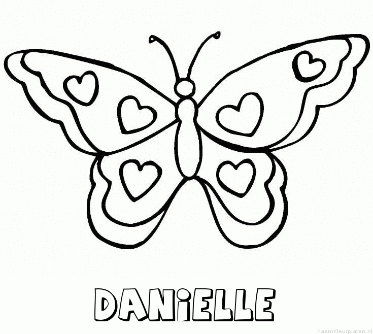 Danielle vlinder hartjes kleurplaat