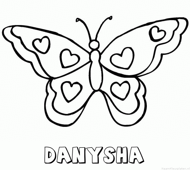 Danysha vlinder hartjes kleurplaat