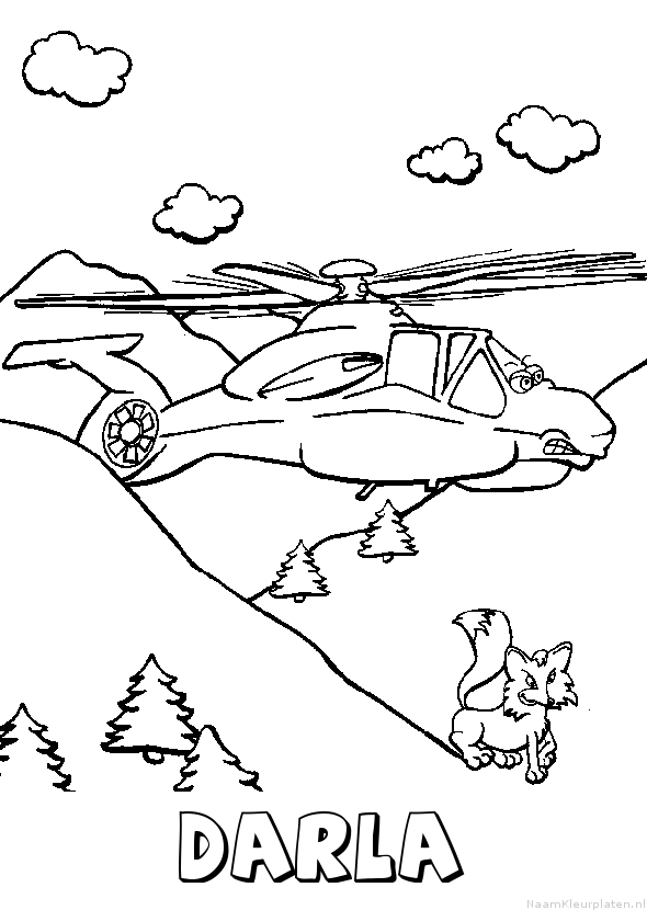 Darla helikopter kleurplaat